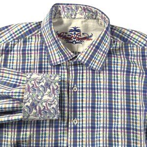 Robert Graham Button Front Shirt XL Plaid Multicolored Long Sleeve TP-3657